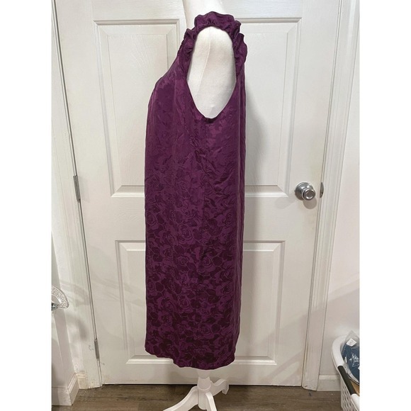VTG 90s Loose L 12 Argenti Silk Floral Dress Purple Sleeveless Knee Length Shift - Picture 3 of 10